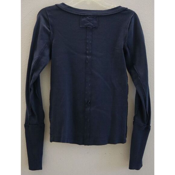 Free People OB1509678 Women's Sz XS Blue Daisy Chain Cuff L/S Blouse Top $78 - Picture 2 of 8